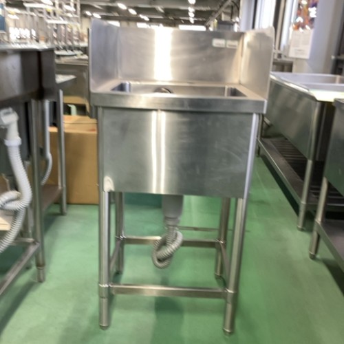 【中古】一槽シンク 丸脚 BGあり 幅500&times;奥行500&times;高さ840 【送料無料】【業務用】【飲食店 店舗 厨房機器 一槽シンク 業務用一槽シンク】｜厨房機器と店舗用品 TENPOS