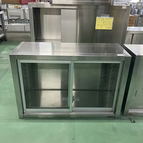 【中古】吊収納家具 瑠璃扉 幅900×奥ぶかさ350×高さ600 【貨物輸送別途積もり書き】【お役目用】【飲食店 バス発着場 勝手もと設備 吊収納家具 お役目用吊収納家具】