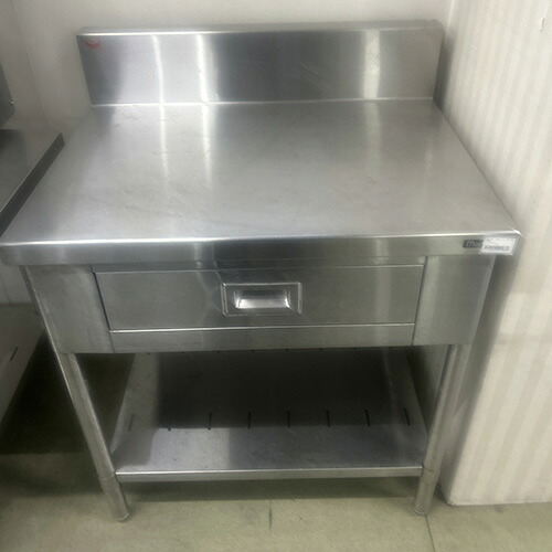 【中古】作業台 引出し付き BGあり 幅750×奥行600×高さ800 【送料別途見積】【業務用】【飲食店 店舗 厨房機器 作業台 業務用作業台】