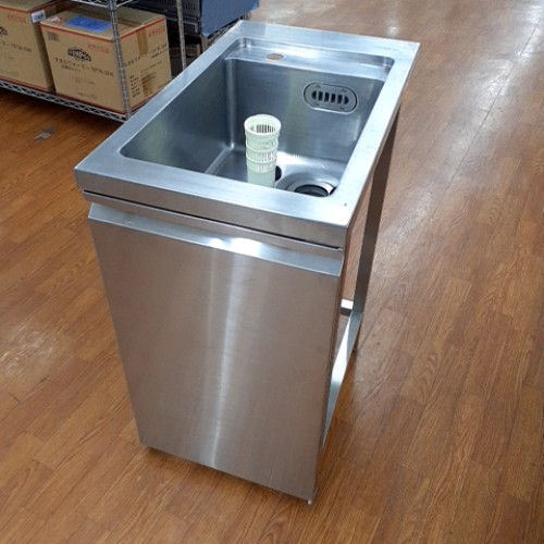 【中古】一槽シンク 扉付き BGなし 幅450×奥行750×高さ850 【送料別途見積】【業務用】【飲食店 店舗 厨房機器 一槽シンク 業務用一槽シンク】