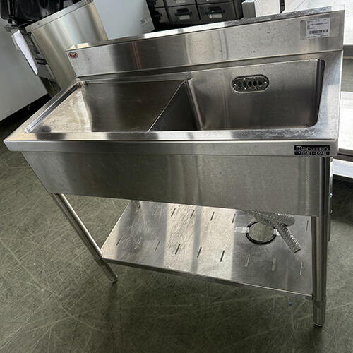 【中古】一槽水切りシンク BGあり 幅900×奥行450×高さ800 【送料別途見積】【業務用】【飲食店 店舗 厨房機器 一槽シンク 業務用一槽シンク】