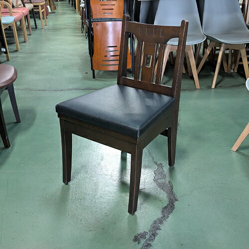 【中古】和風イス 赤銅色 座黒なめし革 幅470×奥ふかさ500×高さ800 座面高さ：450 【貨物輸送無料】【御勤め用】【飲食店 バス発着場 勝手もと備品 イス 御勤め用イス】