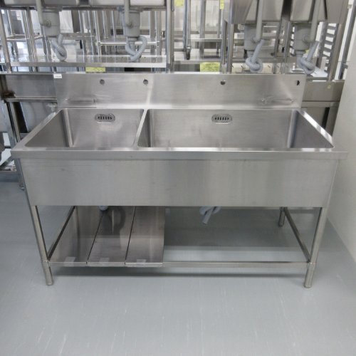 【中古】二槽シンク BGあり 幅1500×奥行750×高さ840 【送料別途見積】【業務用】【飲食店 店舗 厨房機器 二槽シンク 業務用二槽シンク】