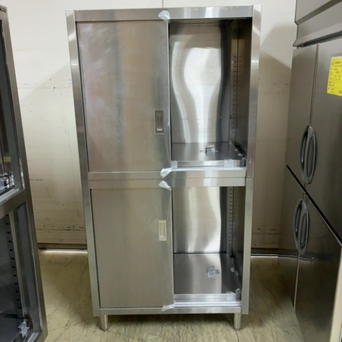 【中古】食器棚 2段 幅900×奥ふかさ600×高さ1800 【貨物輸送別途積もり書き】【御勤め用】【飲食店 バス発着場 勝手もと備品 食器棚 御勤め用食器棚】