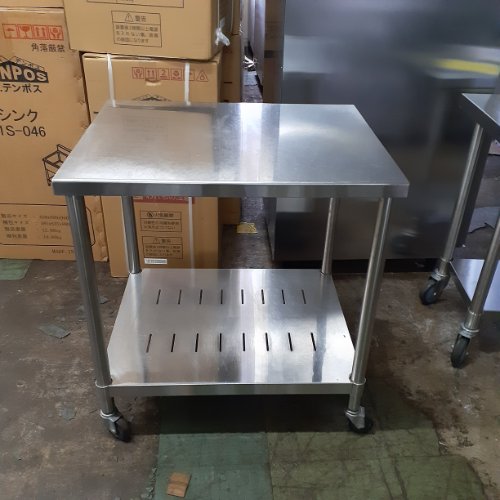 【中古】作業台 キャスター付き BGなし 幅750×奥行600×高さ800 【送料別途見積】【業務用】【飲食店 店舗 厨房機器 作業台 業務用作業台】