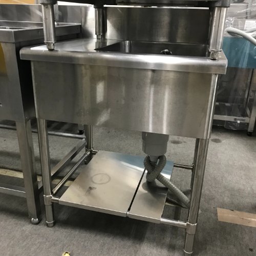 【中古】一槽シンク 台付き BGあり 幅680×奥行600×高さ800 【送料別途見積】【業務用】【飲食店 店舗 厨房機器 一槽シンク 業務用一槽シンク】