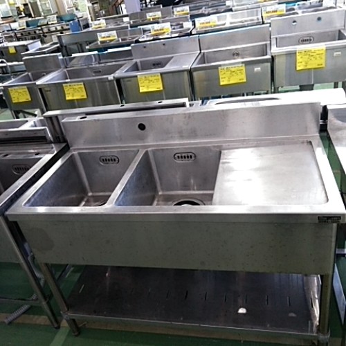 【中古】二槽シンク BGあり 幅1200&times;奥行600&times;高さ800 【送料別途見積】【業務用】【飲食店 店舗 厨房機器 二槽シンク 業務用二槽シンク】｜厨房機器と店舗用品 TENPOS