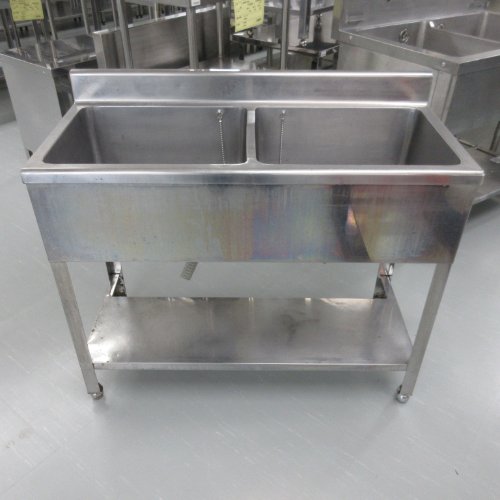 【中古】二槽シンク BGあり 幅1000×奥行450×高さ800 【送料別途見積】【業務用】【飲食店 店舗 厨房機器 二槽シンク 業務用二槽シンク】