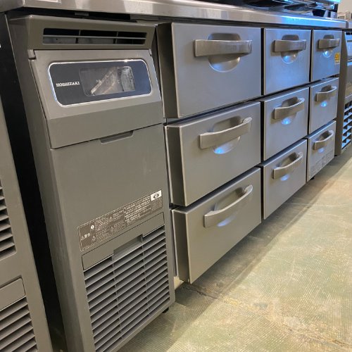 【実業家最長1年引きうける】【中古】冷蔵ドロワーコールドテーブル ホシザキ RT-165DDCG 幅1650×奥ふかさ750×高さ800 【貨物輸送別途積もり書き】【御勤め用】【飲食店 バス発着場 勝手もと備品 ドロワーコールドテーブル 御勤め用ドロワーコールドテーブル】