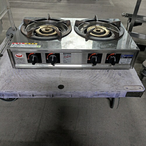 【中古】親子コンロ マルゼン M-222C 幅680×奥行420×高さ200 都市ガス 【送料別途見積】【業務用】【飲食店 店舗 厨房機器 卓上ガスコンロ 業務用卓上ガスコンロ】