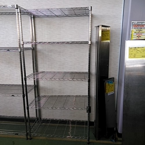 【中古】ワイヤーシェルフ 幅900×奥ふかさ450×高さ1850 【貨物輸送別途積もり書き】【御勤め用】【飲食店 バス発着場 勝手もと備品 仕合わせ シェルフ 御勤め用仕合わせ 御勤め用シェルフ】