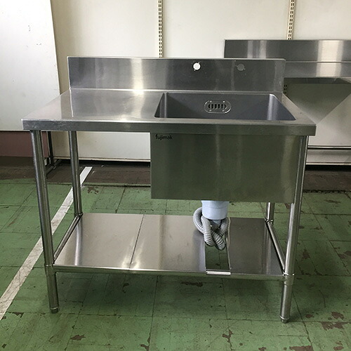 【中古】一槽シンク BGあり 幅1000×奥行600×高さ800 【送料別途見積】【業務用】【飲食店 店舗 厨房機器 一槽シンク 業務用一槽シンク】
