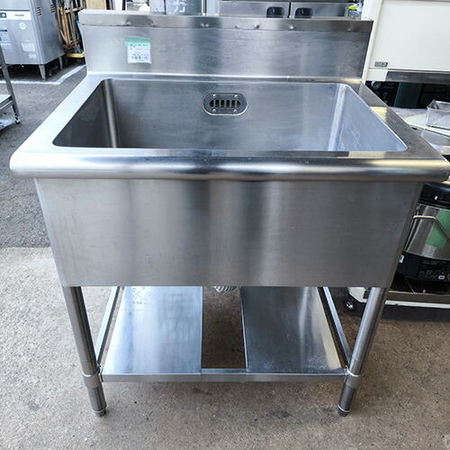 【中古】一槽シンク BGあり 幅750×奥行600×高さ800 【送料別途見積】【業務用】【飲食店 店舗 厨房機器 一槽シンク 業務用一槽シンク】