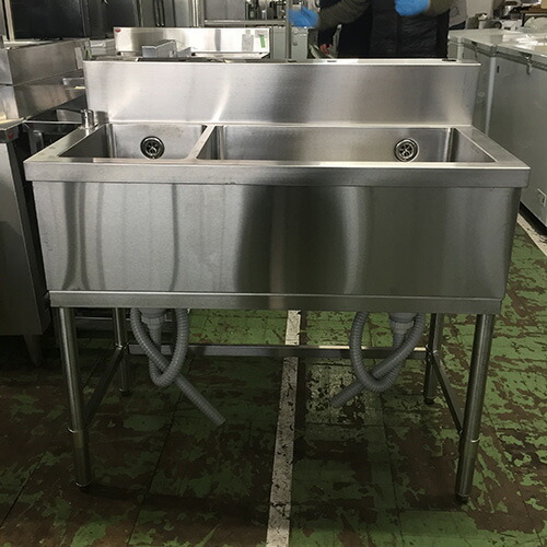 【中古】二槽シンク 幅980×奥行500×高さ850 【送料別途見積】【業務用】【飲食店 店舗 厨房機器 二槽シンク 業務用二槽シンク】 25,344円