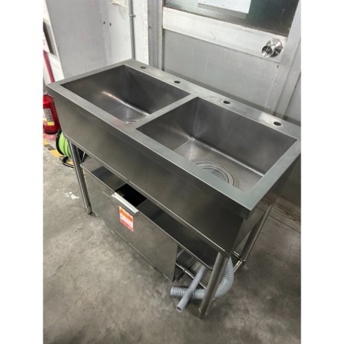 【中古】二槽シンク グリストラップ付き BGなし ハイサーブウエノ 2GT-945 幅900×奥行450×高さ800 【送料別途見積】【業務用】【飲食店 店舗 厨房機器 二槽シンク 業務用二槽シンク】