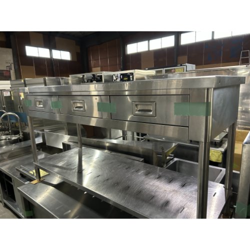 【中古】やり方台 抽き出し付き添い人 幅1500×奥ふかさ600×高さ800 【貨物輸送別途積もり書き】【御勤め用】【飲食店 バス発着場 勝手もと備品 やり方台 御勤め用やり方台】
