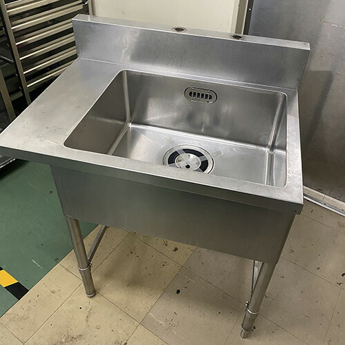 【中古】一槽シンク BGあり 幅825×奥行600×高さ800 【送料別途見積】【業務用】【飲食店 店舗 厨房機器 一槽シンク 業務用一槽シンク】