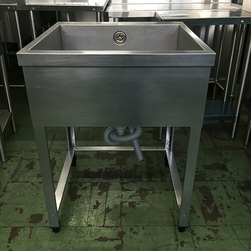 【中古】一槽シンク 三方枠 BGなし 幅600×奥行600×高さ790 【送料別途見積】【業務用】【飲食店 店舗 厨房機器 一槽シンク 業務用一槽シンク】