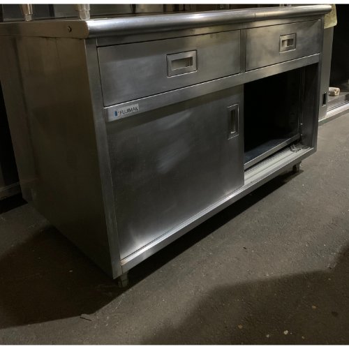 【中古】膳立て台 抽き出し付き添い人 BGなし 幅1200×奥ぶかさ700×高さ800 【貨物輸送別途積もり書き】【お役目用】【飲食店 バス発着場 勝手もと設備 膳立て台 お役目用膳立て台】