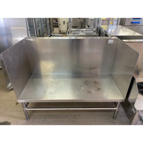 【中古】コンロ台 三方かばい立て付き添い人 幅1200×奥ふかさ600×高さ380 【貨物輸送別途積もり書き】【御役目用】【飲食店 バス発着場 勝手もと装具 屁っ放り台 御役目用屁っ放り台】
