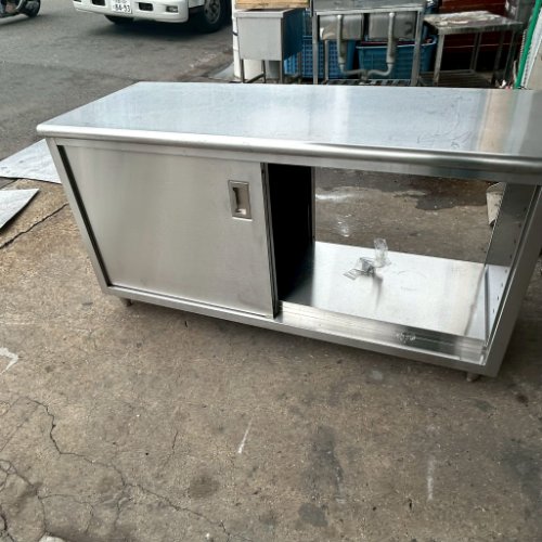 【中古】両面扉膳立て台 幅1500×奥ふかさ600×高さ800 【貨物輸送別途積もり書き】【御勤め用】【飲食店 バス発着場 勝手もと備品 膳立て台 御勤め用膳立て台】
