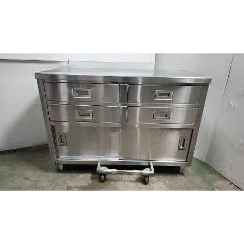 【中古】膳立て台 抽き出し付き添い人(抽き出し2段) BGなし 幅1200×奥ふかさ600×高さ850 【貨物輸送別途積もり書き】【お役目用】【飲食店 バス発着場 勝手もと装置 膳立て台 お役目用膳立て台】