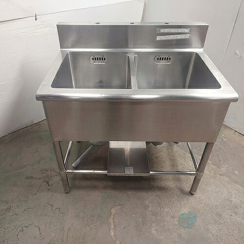 【中古】二槽シンク BGあり 幅900&times;奥行600&times;高さ790 【送料別途見積】【業務用】【飲食店 店舗 厨房機器 二槽シンク 業務用二槽シンク】｜厨房機器と店舗用品 TENPOS
