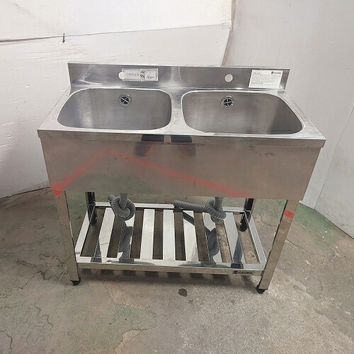 【中古】二槽シンク BGあり 東製造所(アズマ) 幅900×奥ふかさ450×高さ800 【貨物輸送別途積もり書き】【御役目用】【飲食店 バス発着場 御厨子所計器 二槽シンク 御役目用二槽シンク】