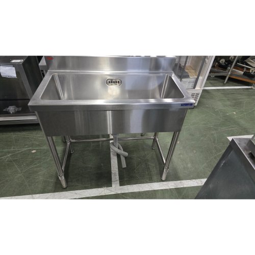 【中古】一槽シンク 三方枠 BGあり 幅850×奥ふかさ450×高さ800 【貨物輸送別途積もり書き】【お役目用】【飲食店 バス発着場 勝手もと装置 一槽シンク お役目用一槽シンク】