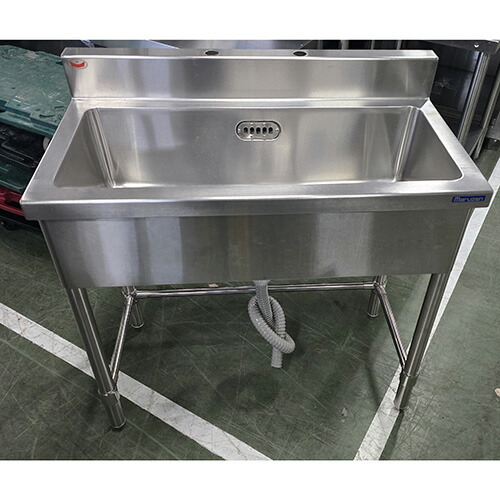 【中古】一槽シンク 三方枠 BGあり 幅850×奥ふかさ450×高さ800 【貨物輸送別途積もり書き】【お役目用】【飲食店 バス発着場 勝手もと装置 一槽シンク お役目用一槽シンク】