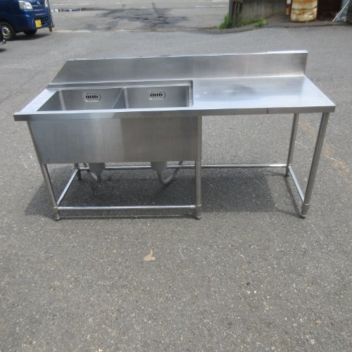 【中古】ソイルド二槽シンク BGあり 幅1780×奥行650×高さ780 【送料別途見積】【業務用】【飲食店 店舗 厨房機器 特殊シンク 業務用特殊シンク】|厨房機器と店舗用品 TENPOS