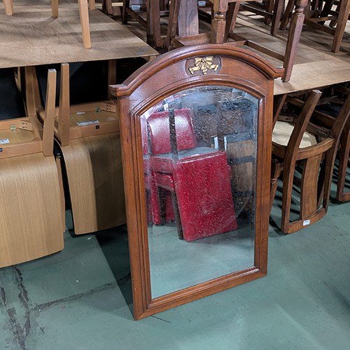【中古】木製鏡鑑 茶 幅700×奥ふかさ50×高さ1040 【貨物輸送無料】【御勤め用】【飲食店 バス発着場 バス発着場備え付け 鏡鑑】
