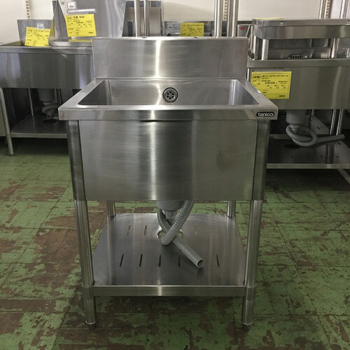 【中古】一槽シンク 幅600×奥ふかさ600×高さ800 【貨物輸送別途積もり書き】【お役目用】【飲食店 バス発着場 勝手もと装置 一槽シンク お役目用一槽シンク】