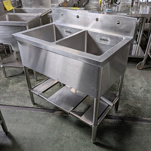 【中古】二槽シンク BGあり 幅900&times;奥行600&times;高さ850 【送料別途見積】【業務用】【飲食店 店舗 厨房機器 二槽シンク 業務用二槽シンク】｜厨房機器と店舗用品 TENPOS