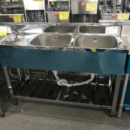 【中古】二槽シンク 水切り付き(左水切り) BGあり 東製作所(アズマ) 幅1200&times;奥行450&times;高さ800 【送料別途見積】【業務用】【飲食店 店舗 厨房機器 二槽シンク 業務用二槽シンク】｜厨房機器と店舗用品 TENPOS