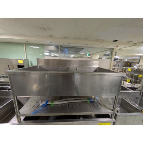 【中古】二槽シンク BGあり 幅1500&times;奥行750&times;高さ800 【送料別途見積】【業務用】【飲食店 店舗 厨房機器 二槽シンク 業務用二槽シンク】｜厨房機器と店舗用品 TENPOS