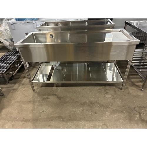 【中古】一槽シンク 水切り付き 幅1500&times;奥行600&times;高さ800 【送料別途見積】【未使用品】【業務用】【飲食店 店舗 厨房機器 一槽シンク 業務用一槽シンク】｜厨房機器と店舗用品 TENPOS