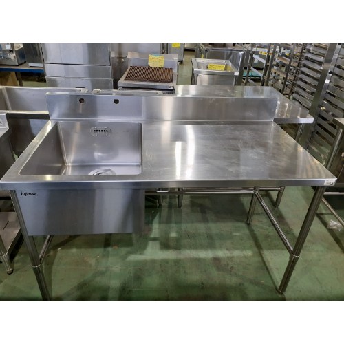 【中古】一槽シンク 作業台付き 三方枠 BGあり 幅1400&times;奥行750&times;高さ850 【送料別途見積】【業務用】【飲食店 店舗 厨房機器 一槽シンク 業務用一槽シンク】｜厨房機器と店舗用品 TENPOS