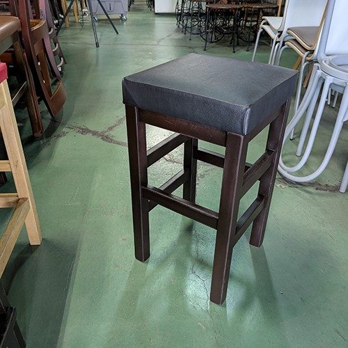 【中古】和風カウンターイス 背なし ダークブラウン 座黒レザー 幅330&times;奥行330&times;高さ610 【送料無料】【業務用】【飲食店 店舗 厨房機器 カウンターチェア 業務用カウンターチェア】｜厨房機器と店舗用品 TENPOS