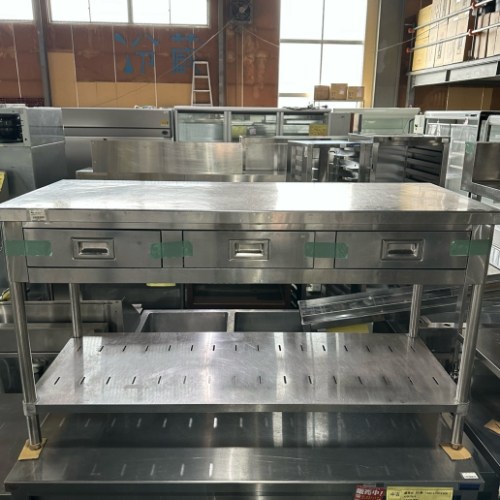 【中古】作業台 引出し付き BGなし 幅1500&times;奥行600&times;高さ800 【送料別途見積】【業務用】【飲食店 店舗 厨房機器 作業台 業務用作業台】｜厨房機器と店舗用品 TENPOS
