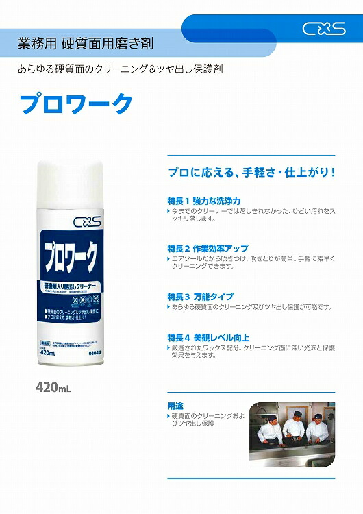 楽天市場】プロワーク 420ml 艶出し保護スプレー 研磨剤配合タイプ 硬質面用 15本セット シーバイエス メーカー直送品：店舗清掃コンシェルジュ