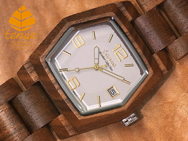テンス 【tense】 日本公式ショップ 木製腕時計 メンズ ウオッチ ヘキサゴンモデル No.564 ウォルナット 贈り物 にも隠れた人気を誇る 天然木の木目が美しい 軽量 木製 腕時計 【日本総輸入元のメンテナンス保証付】
