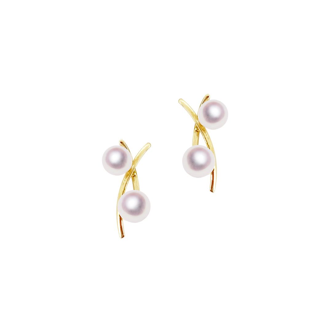 K18 4.0/4.5mm アコヤ真珠 デザインピアス 宇和島 真珠 ジュエリー・アクセサリー Tensei Pearl 天成真珠(あこや パール 本真珠 フォーマル カジュアル 誕生日 結婚式 七五三 成人祝い 就職祝い 成人式 卒業式 入学式 入園式 卒園式 母の日 ギフト プレゼント)｜宇和島 天成真珠