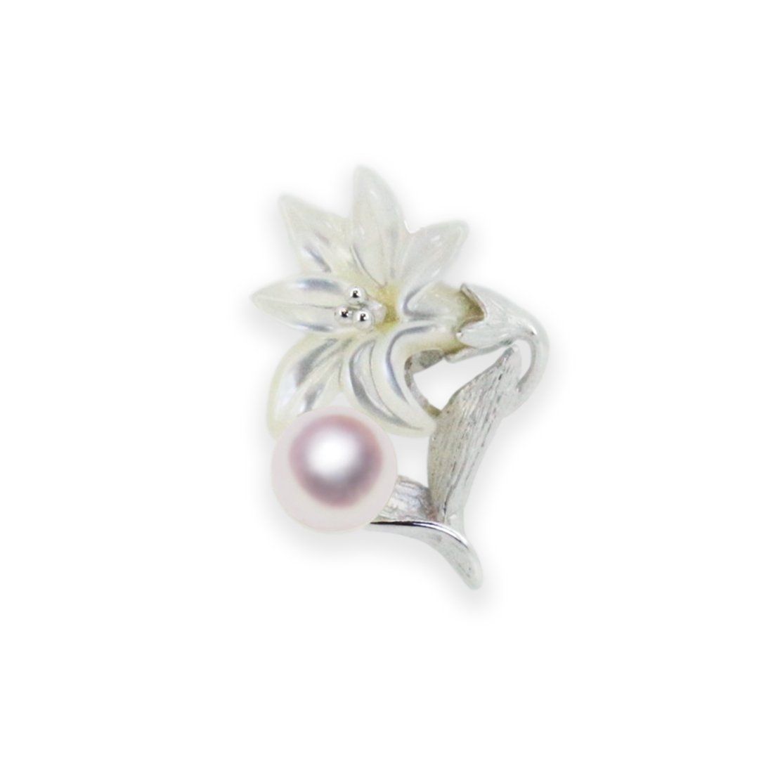 SV 7.5mm アコヤ真珠 ピンブローチ ユリ 宇和島 真珠 ジュエリー・アクセサリー・Tensei Pearl 天成真珠(あこや パール 本真珠 フォーマル カジュアル 誕生日 結婚式 七五三 成人祝い 就職祝い 成人式 卒業式 入学式 入園式 卒園式 母の日 ギフト プレゼント)|宇和島 天成真珠