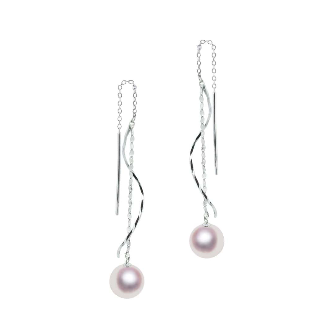 K18WG 8.0mm アコヤ真珠 デザインピアス 宇和島 真珠 ジュエリー・アクセサリー・Tensei Pearl 天成真珠(あこや パール 本真珠 フォーマル カジュアル 誕生日 結婚式 七五三 成人祝い 就職祝い 成人式 卒業式 入学式 入園式 卒園式 母の日 ギフト プレゼント)|宇和島 天成真珠