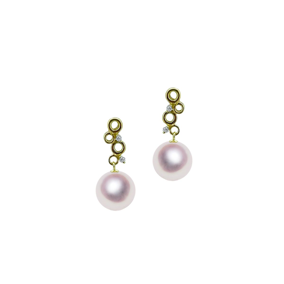 K18 8.0mm アコヤ真珠 デザインピアス D0.02ct 宇和島 真珠 ジュエリー・アクセサリー・Tensei Pearl 天成真珠(あこや パール 本真珠 フォーマル カジュアル 誕生日 結婚式 七五三 成人祝い 就職祝い 成人式 卒業式 入学式 入園式 卒園式 母の日 ギフト プレゼント)|宇和島 天成真珠