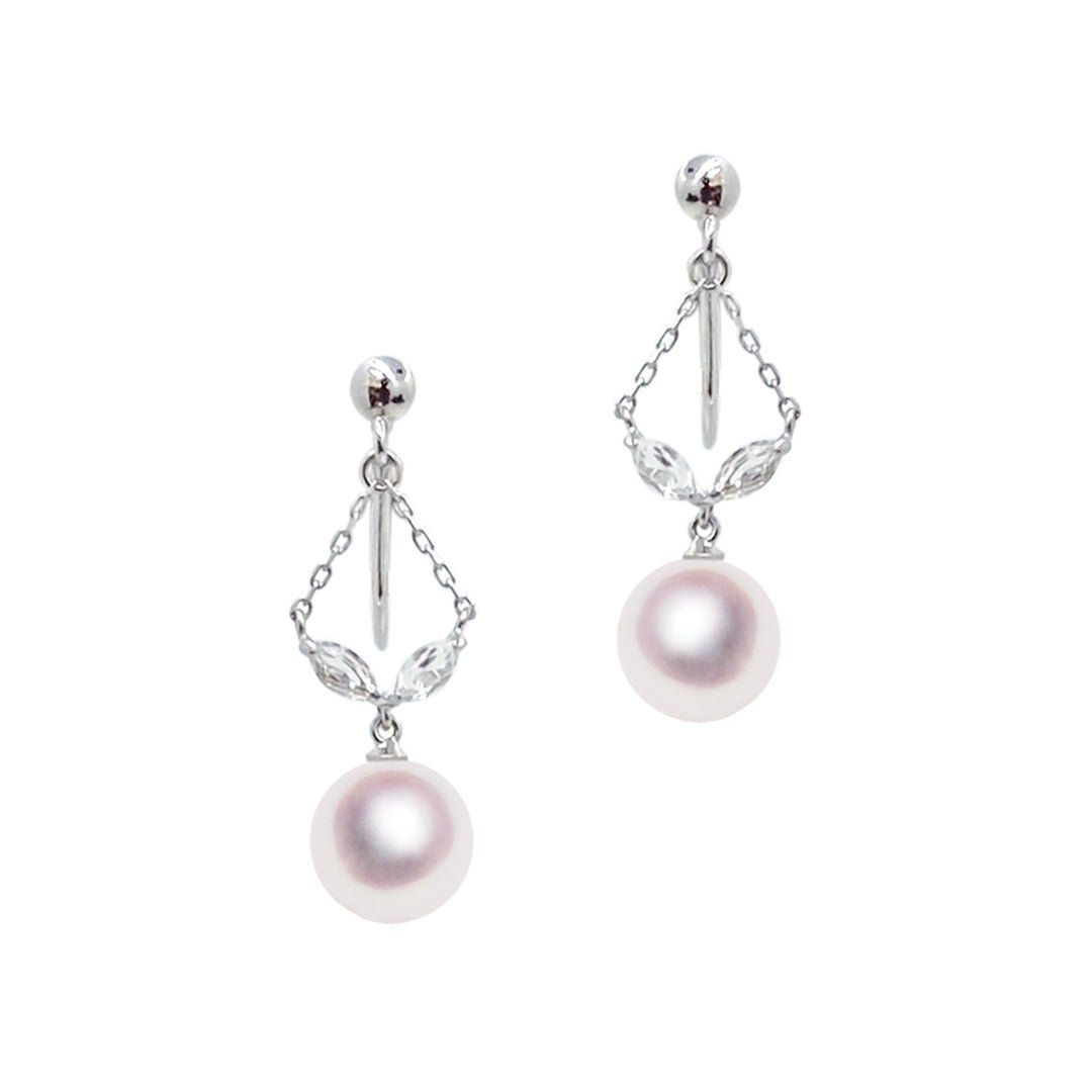 SV/K14WG 7.5mm アコヤ真珠 デザインイヤリング 宇和島 真珠 ジュエリー・アクセサリー Tensei Pearl 天成真珠(あこや パール 本真珠 フォーマル カジュアル 誕生日 結婚式 七五三 成人祝い 就職祝い 成人式 卒業式 入学式 入園式 卒園式 母の日 ギフト プレゼント)|宇和島 天成真珠