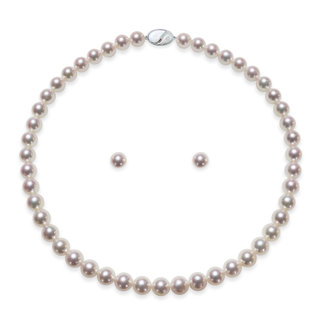 8.5~9.0mm アコヤ真珠 ネックレス ピアスorイヤリングセット テリ:B 巻き:B キズ:B 宇和島真珠 Tensei Pearl 天成真珠(あこや パール 本真珠 フォーマル 誕生日 結婚式 七五三 成人祝い 就職祝い 成人式 卒業式 入学式 入園式 卒園式 母の日 ギフト プレゼント)|宇和島 天成真珠