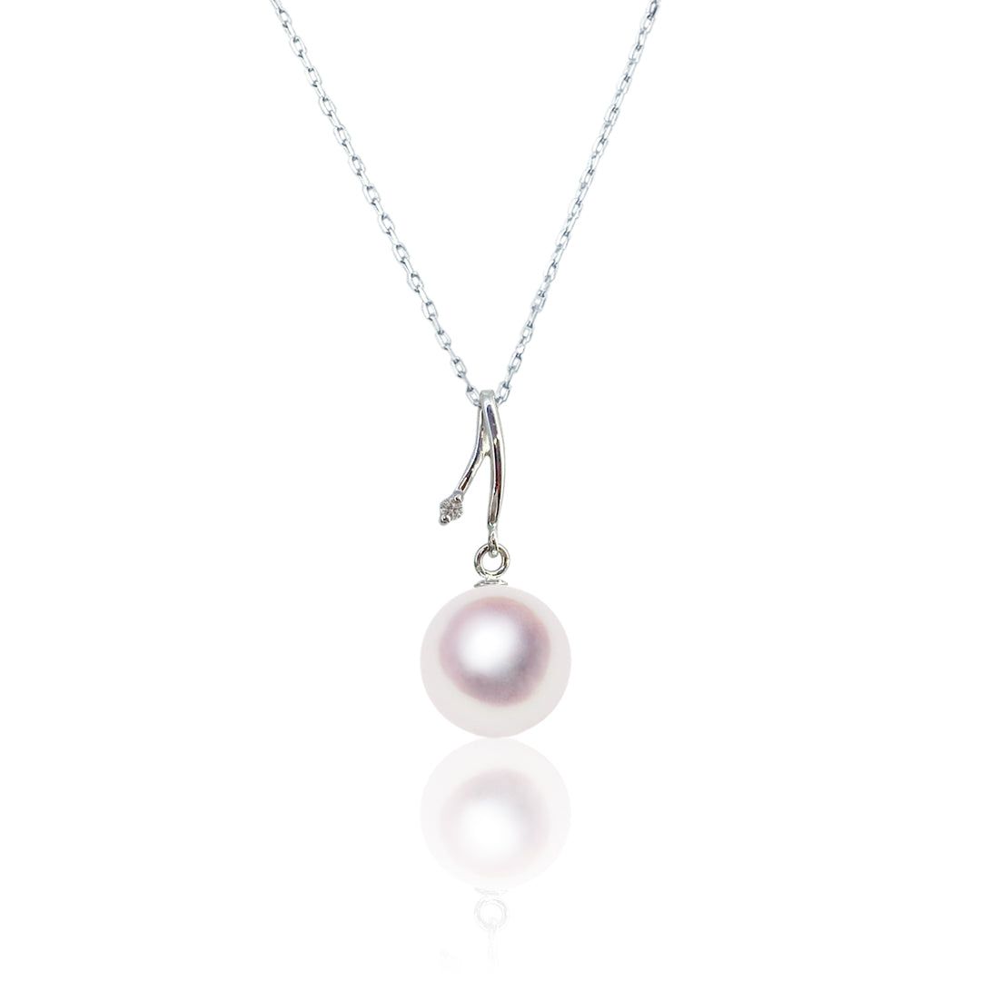 K18WG 8.0mm アコヤ真珠 D0.01ct ペンダント 宇和島 真珠 ジュエリー・アクセサリー Tensei Pearl 天成真珠(あこや パール 本真珠 フォーマル カジュアル 誕生日 結婚式 七五三 成人祝い 就職祝い 成人式 卒業式 入学式 入園式 卒園式 母の日 ギフト プレゼント)|宇和島 天成真珠