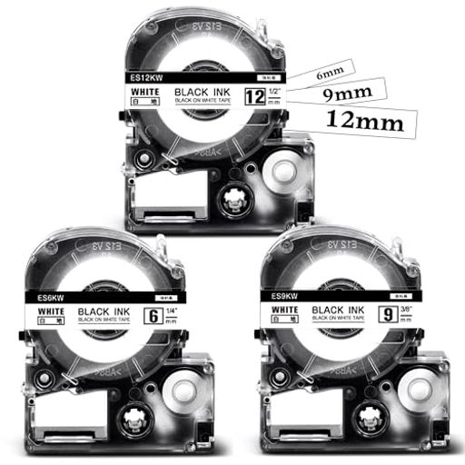 ASprinte互換テプラテープ白12mm9mm6mmキングジムテプラカートリッジSS12KWSS9KWSS6KWKingjimTepraテプラPROSR170SR530SR170AM用てぷらーテープ強粘着画像